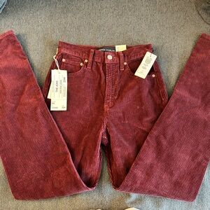 Denim Forum Burgundy Corduroy High Rise Jeans